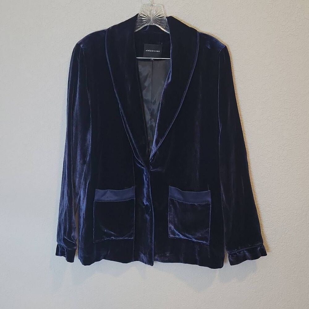 E8htdreams Women's Silk Velvet Navy Blazer Size S